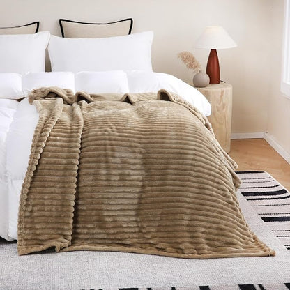 Tan Fleece Throw Blanket 90”×90” - Image 2