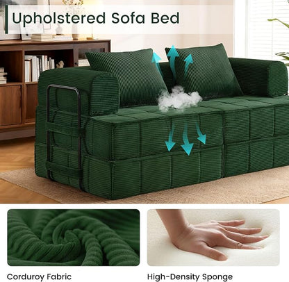 Korser Folding Convertible Sofa Bed, Corduroy Upholstered Boneless Couch - Image 6