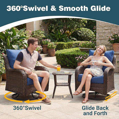 Patio Furniture Set, High Back Swivel Chairs, Weather Resistant Olefin Fabric - Image 3