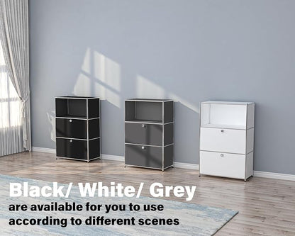 Metal Shelf with 2 Flap Doors, Large Capacity Cabinet, DIY Modern Home - Image 8