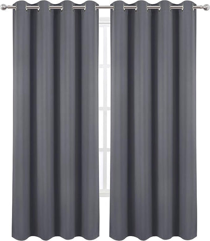 Blackout Curtains 52 x 84 Inch Long Grey Curtains Set of 2 Panels Thermal - Image 2