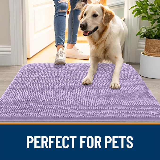 OLANLY Dog Door Mat for Muddy Paws 47x24, Super Absorbent Chenille Mud Mat | - Image 6