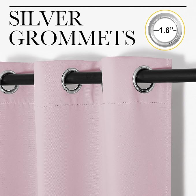 NICETOWN Baby Pink Blackout Curtains 78 inches Length - Image 2