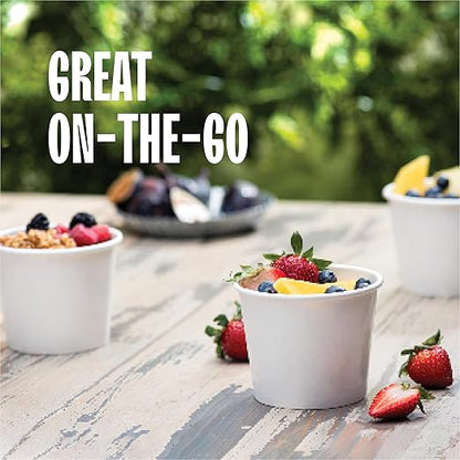 Stack Man Paper Food Container with Lid, Insulated Food Cups with Vented Lids - Hot or Cold To Go Soup Cup, for Soups, Ice Cream and Yogurt - Eco-Friendly - White