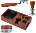 58mm Gaggia Espresso Accessories Kit –Rosewood Naked Portafilter, Auto-Level Espresso Press, Ground Distribution Tool, Wooden Barista Holder & Coffee Puck Knock Bin