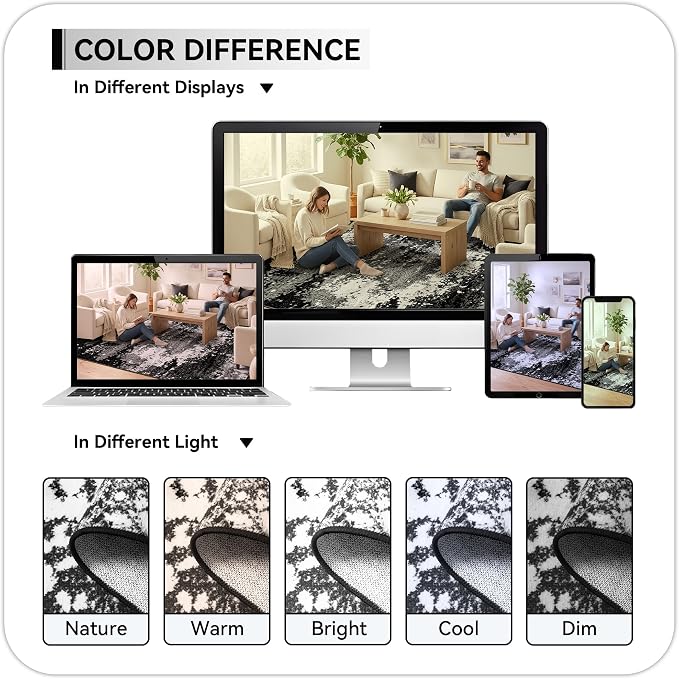Black Washable Rug 5x7 Area Rugs - Image 9