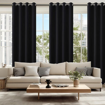 Blackout Curtains for Bedroom, 52 x 102 Inches Long Black, 2 Panels | Thermal - Image 7