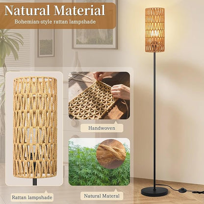 Ruiever Floor Lamp for Living Room, Farmhouse Rattan Floor lamp, Modern - Image 4