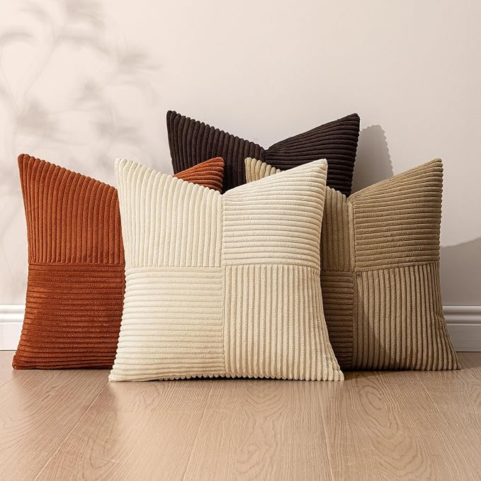 MIULEE Brown Beige Throw Pillow Covers 18x18 Inch Set of 4 Boho Farmhouse - Image 5