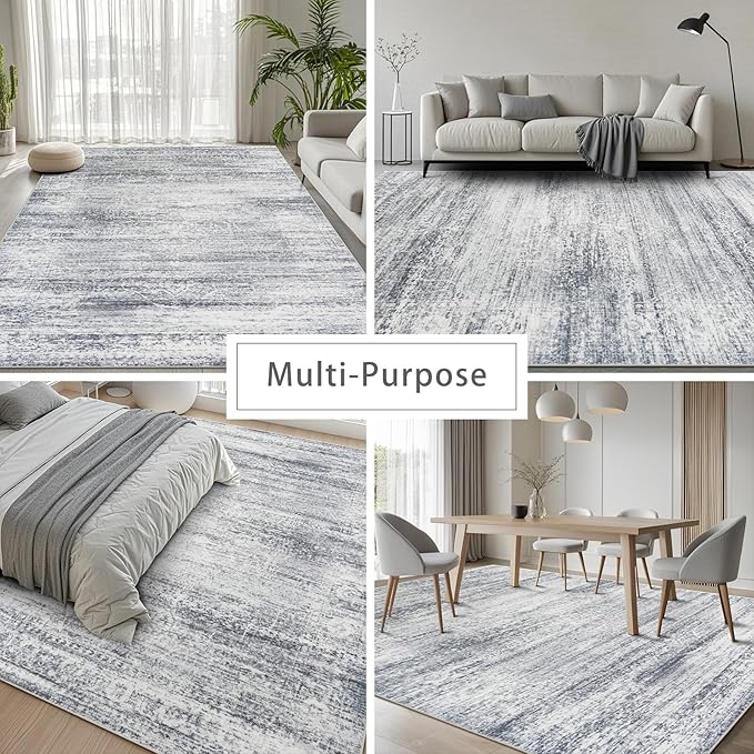8x10 Washable Area Rugs for Living Room, Dining Room | Minimal, Ultra Soft Faux - Image 5