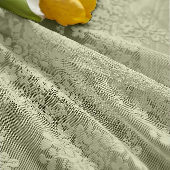 YJ YANJUN Vintage Lace Curtains 24 Inch Length- Boho Short Cafe Curtains - Image 4