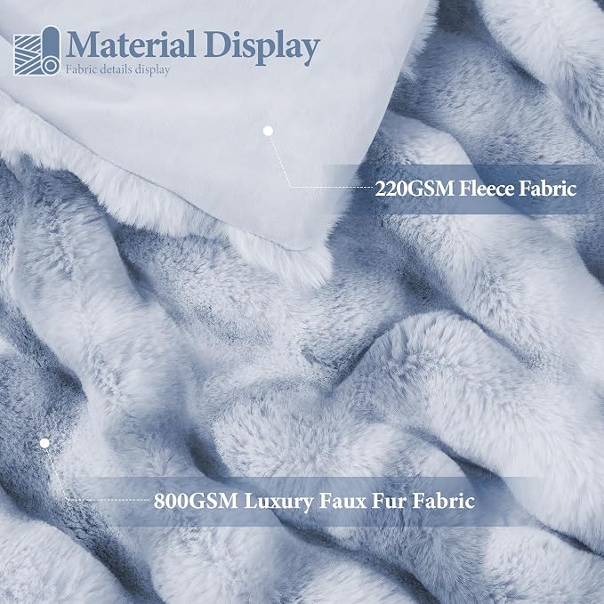 Luxury 1000GSM Rabbit Faux Fur Blanket, Super Heavy Warm Cozy Brown Blankets - Image 2