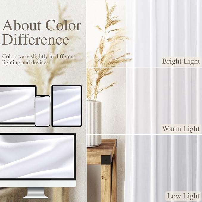 Snow White Linen Curtains 72 Inches Long - Image 3