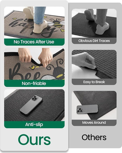 LUMI Outside Welcome Door Mat 36x59, Non-Slip Durable Rubber Easy Clean | Bee - Image 7