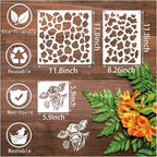 Leopard Print Cow Stencils - Reusable Animal Print Stencils for Painting, Wood Burning, DIY Art Craft on Fabric, Canvas, Furniture (11 Pieces)