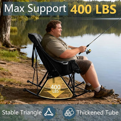 400lbs Rocking Camping Chair, Oversized Heavy Duty XL Folding Rocker - Image 3