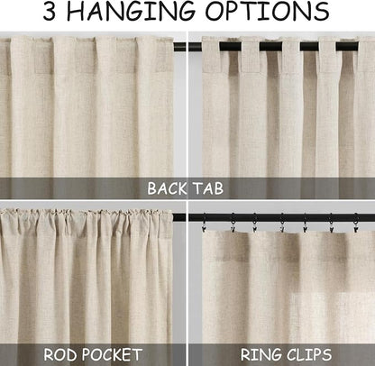 Beige Linen Curtains 63 inches Long - Image 3