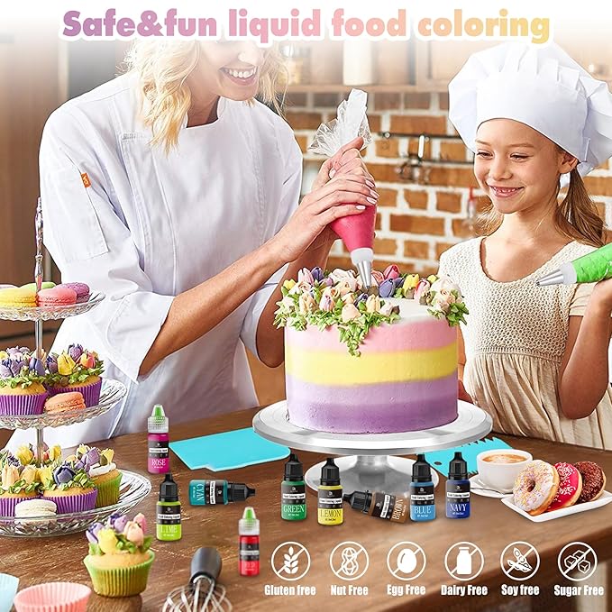 Food Coloring - Vibrant Liquid Icing Food Coloring Set for Baking, Cake Decorating, Easter Egg, Airbrush - Tasteless Food Color Dye for Fondant, Slime, DIY Crafts - 5.5 Fl.oz / 160ml Each (Navy)