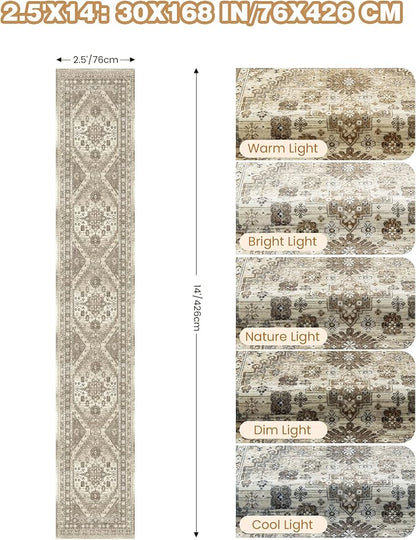 Washable Runner Rug 2.5x14, Long Kitchen Rugs Non-Slip, Soft Hallway Runner - Image 2