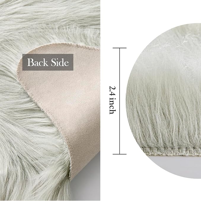 MIULEE Fluffy Area Rug 2x6 ft Faux Fur Sheepskin Rug - Image 2
