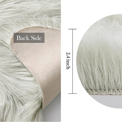 MIULEE Fluffy Area Rug 2x6 ft Faux Fur Sheepskin Rug - Image 2