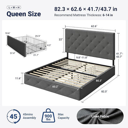 Allewie Upholstered Queen Size Platform Bed Frame - Image 2
