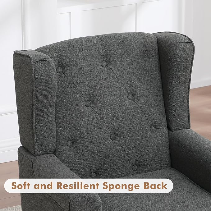 Accent Chair for Living Room, Mid Century Modern Upholstered Armchair, Wingback - Image 6