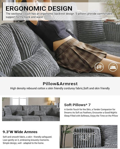 110" Cloud Sectional Couch, Modular Sectional Sofa - Image 5