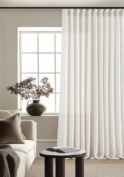 102 Inch Long Linen Curtains Extra Wide 70 Inch Width Natural | Pinch Pleated - Image 9