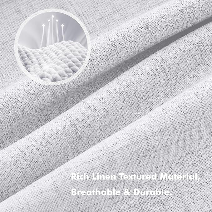 MIULEE 100% Blackout Linen Curtains 42 x 72 Inch Grayish White 2 Panels | - Image 3
