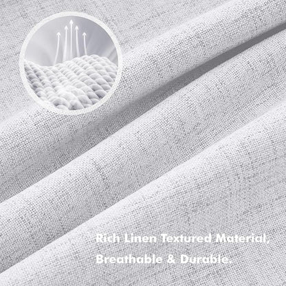 MIULEE 100% Blackout Linen Curtains 42 x 90 Inch Grayish White 2 Panels | - Image 3