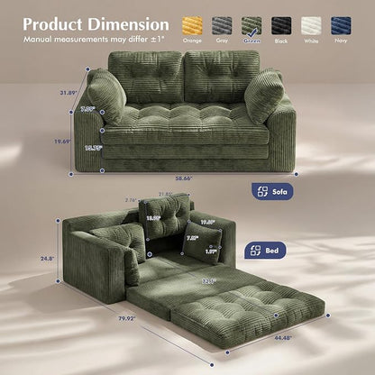 Homkdom Convertible Loveseat Sleeper, Space-Saving Folding Sofa Bed - Image 3