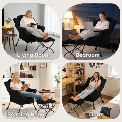 MBOOYOME Lazy Chair with Folding Ottoman, Modern Accent Lounge Armchair with - Image 8