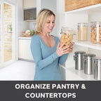 Oggi Clear Canister Airtight 72oz - Clamp Lid & Spoon - Airtight Food Storage Container, for Kitchen & Pantry Storage of Bulk, Dry Foods, Pasta, Flour, Sugar, Coffee, Rice, Tea, Spices & Herbs