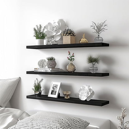 YYWUOJJ Wood Floating Shelves for Wall Decor, Rustic Wall Shelves for Bedroom - Image 5