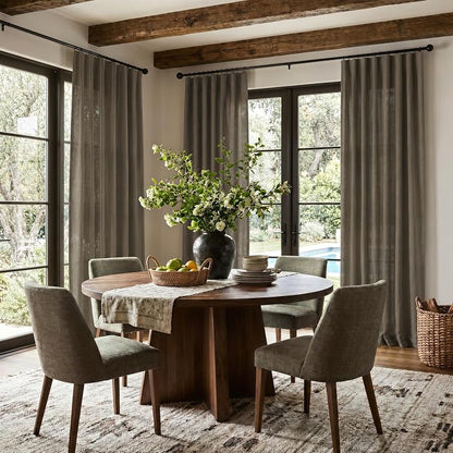 Dark Brown Linen Curtains for Living Room 108 Inches Long Semi Sheer Drapes - Image 2
