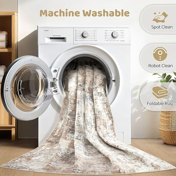 LOONGRUG 10x14 Area Rugs Washable Large Neutral Modern Living Room Rug | - Image 2