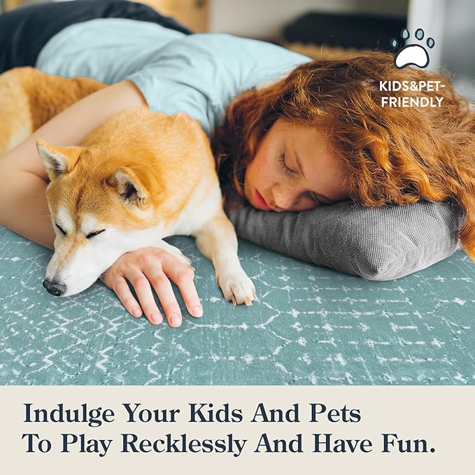 Lahome Moroccan Washable Runner Rug 2x8 Green Non-Slip Rug Runner - Image 4