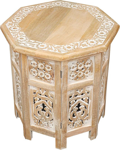 Side Tables– Hand Carved Vintage Boho Folding End Tables by TheWoodenTown