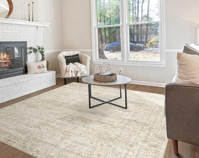 UERMEI Square Area Rugs : Washable 10x10 Neutral Modern Abstract Carpet - Image 9