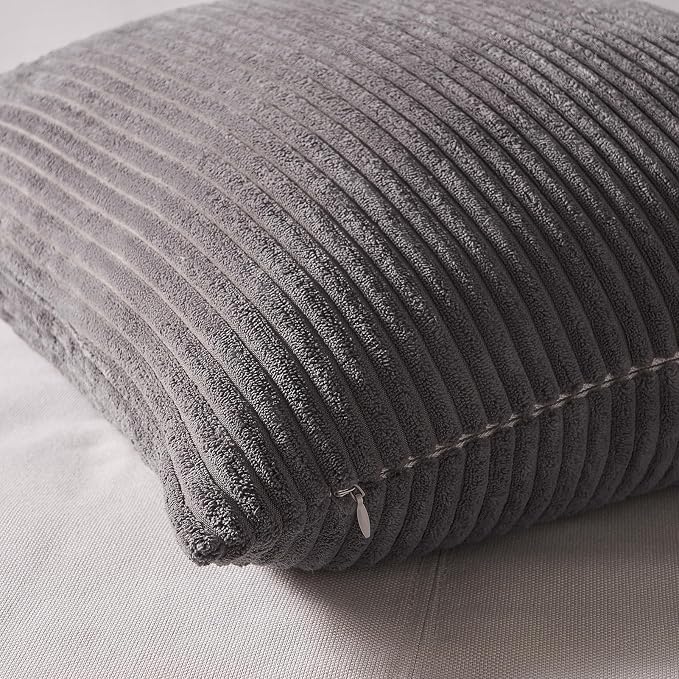 Topfinel 55x55cm Gray Set of 4 Corduroy Pillow Covers Cushion Cover Decorative - Image 2