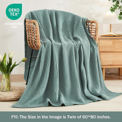 EMME Muslin Blankets for Adults Throw Blanket for Couch Breathable Gauze Soft - Image 5
