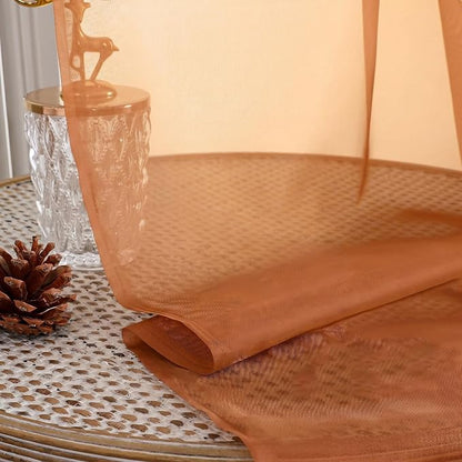 Orange Sheer Curtains 84 Inches Long 2 Panels Set, Light Filtering Sheer - Image 4