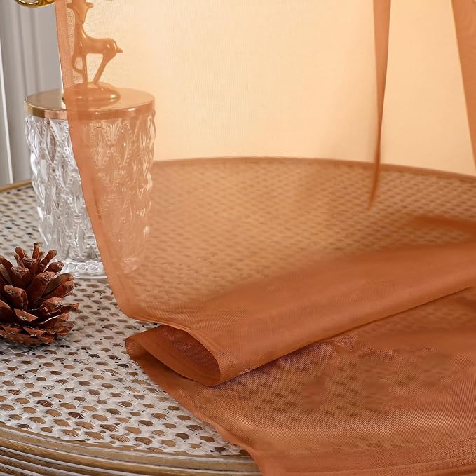 Orange Sheer Curtains 120 Inches Long 2 Panels Set, 59 Inch Extra Wide Soft - Image 4