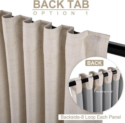 Linen Textured Total Blackout Sliding Door Curtains 90 Inches Long, Cream | - Image 3
