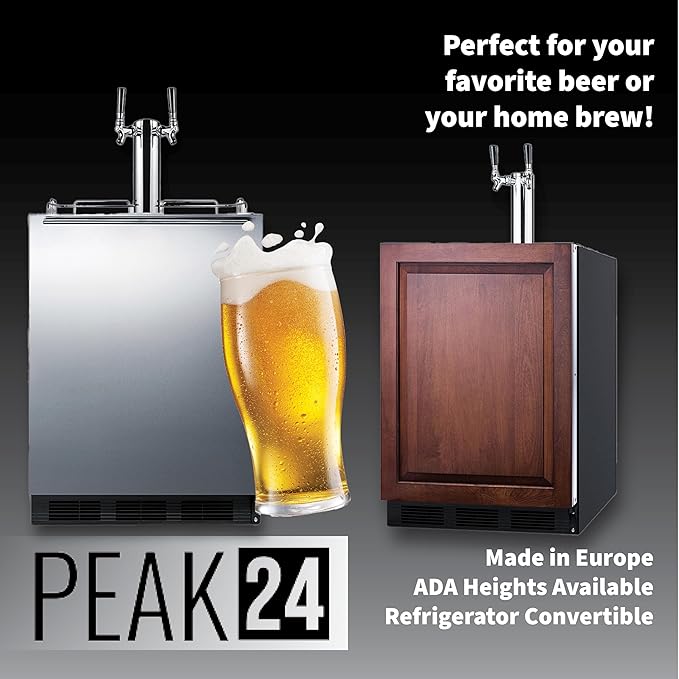 Summit Appliance 24" Wide Cold Brew Coffee Kegerator/Refrigerator Combo, Black Interior, Caster Wheels, Residential/Commercial Use (LHD, Cold Brew Coffee)