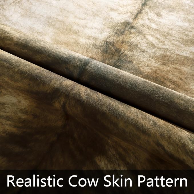 Western Faux Cowhide Rug, Animal Cow Hide Rug, 7 x 6.2 Ft Brownish | Premium - Image 7