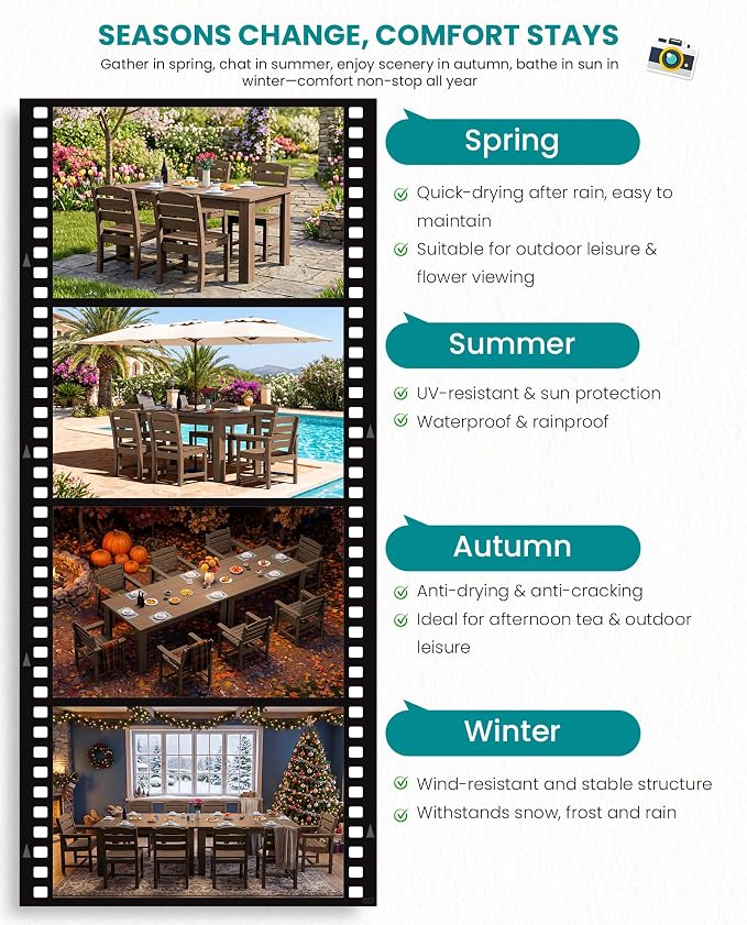 SERWALL Outdoor Dining Set for 8 – HDPE Patio Set - Image 8