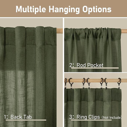 Linen Semi Sheer Curtains 48 Inch - Image 2