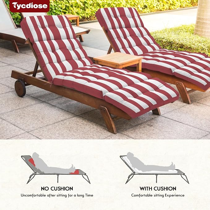 Outdoor Chaise Lounge Chair Cushion Waterproof 74.4 x 22 x 4.7 Inches Memory - Image 6